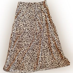 Leopard Print Midi Skirt w/ Slit